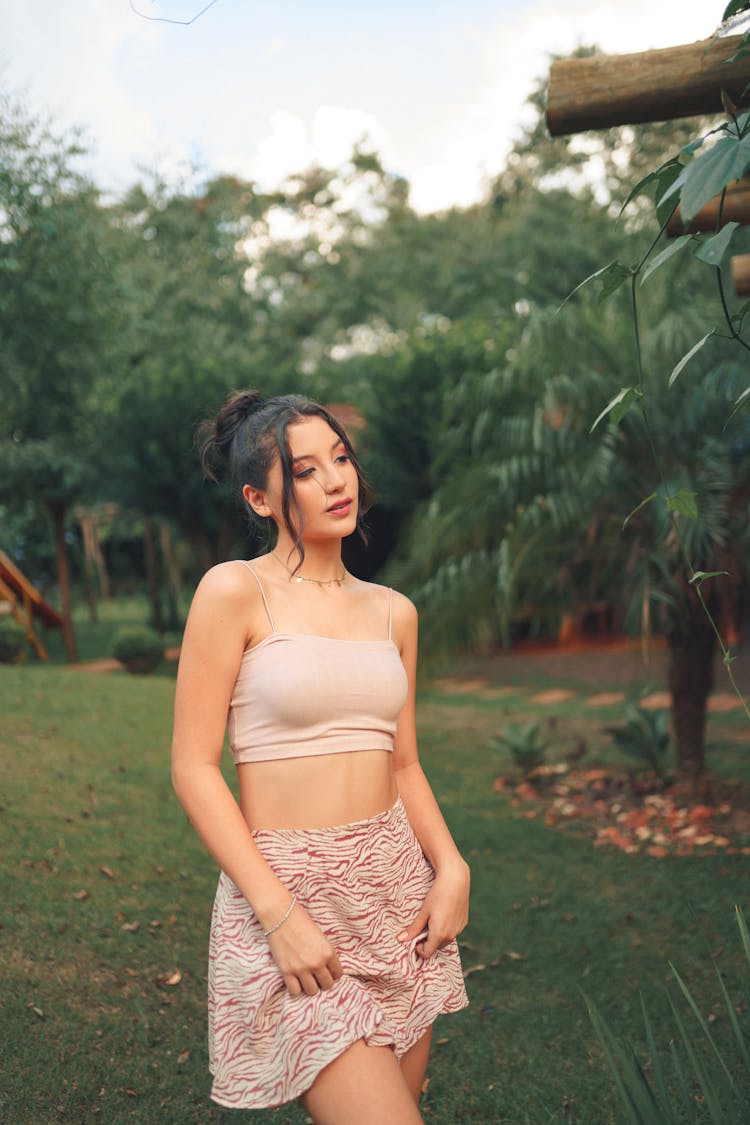 Woman In Skirt Posing