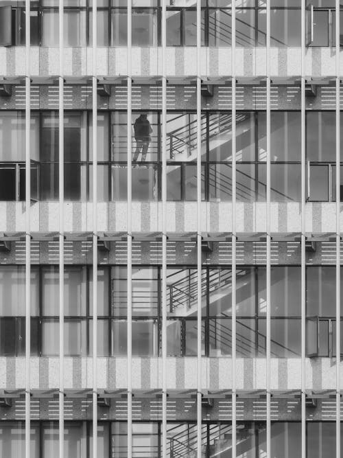 Stairwell in Building Seen Through Windows