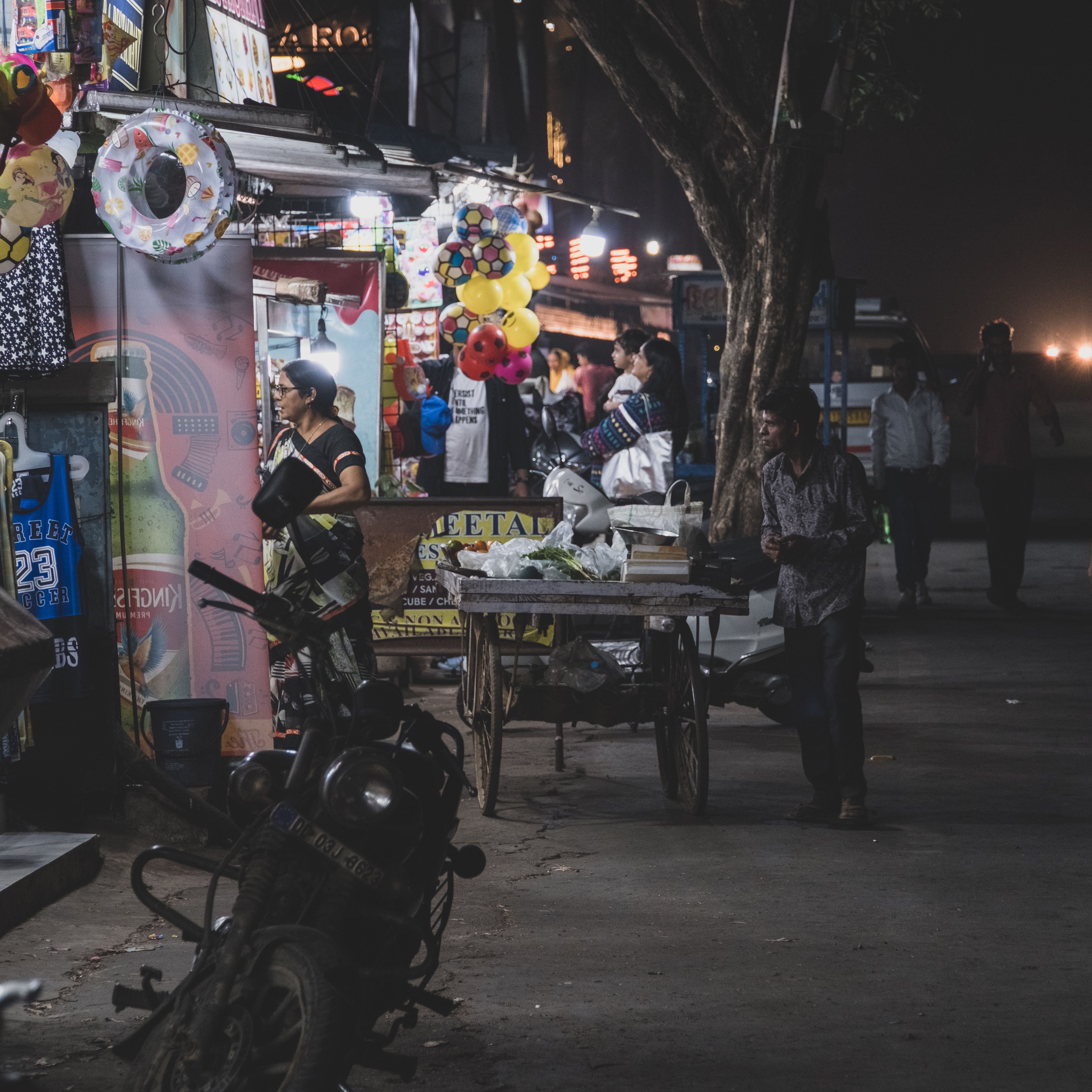 Local market with food stalls