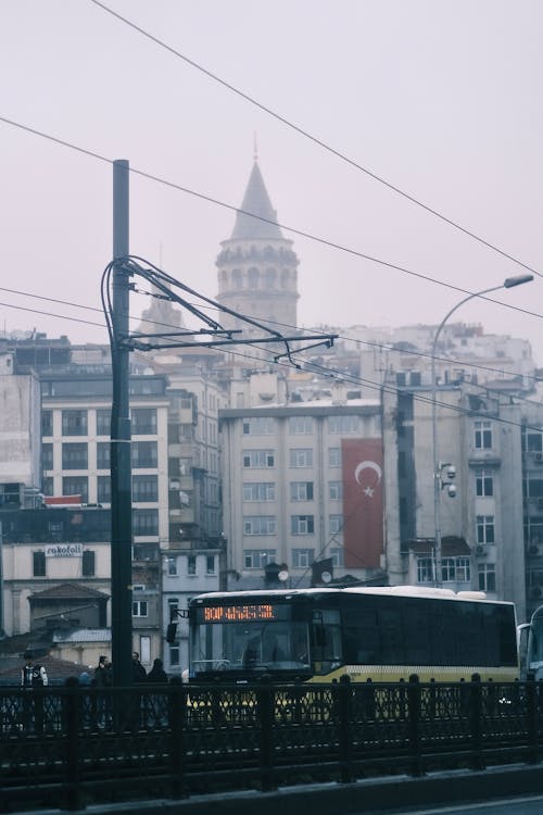 Kostnadsfri bild av buss, byggnader, galata bron