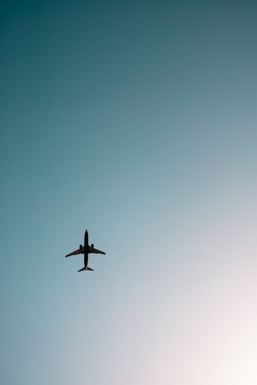 Foto stok gratis bayangan hitam, penerbangan, pesawat terbang