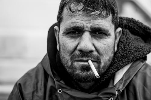 Face of Man with Cigarette