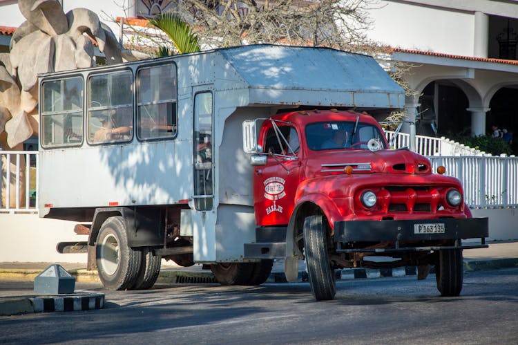 Truck Bus Turning On Street