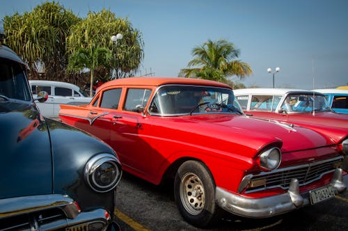 Vintage Cars on a Parking Lot 