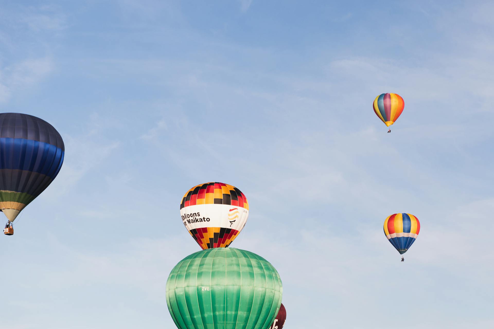 Blue Sky over Hamilton Filling with Colorful Hot Air Balloons