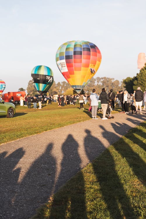 Hot Air Balloons Surrounded by the Crowd of People at the Festival in Hamilton