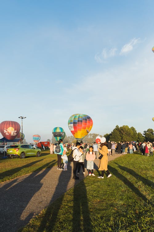 Crowd at the Hot Air Balloons Landing Field During the Balloons over Waikato Festival