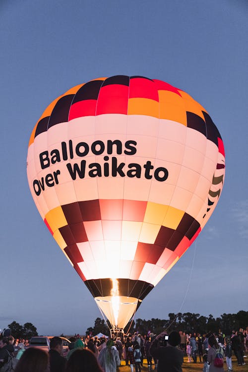 Flame of a Burner Illuminating the Canopy of a Hot Air Balloon