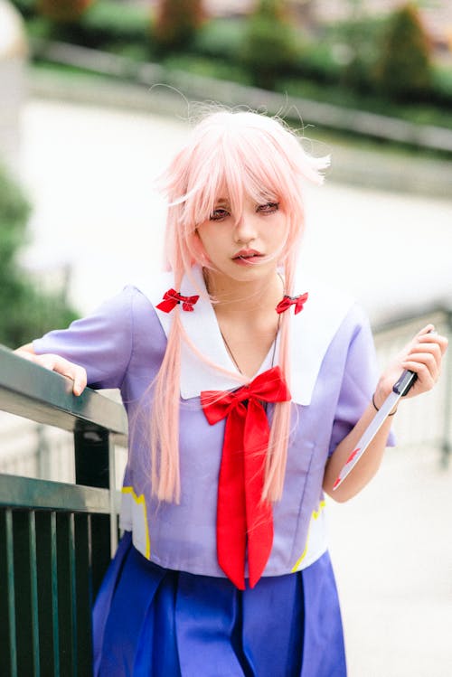 Woman in a Anime Cosplay Costume 