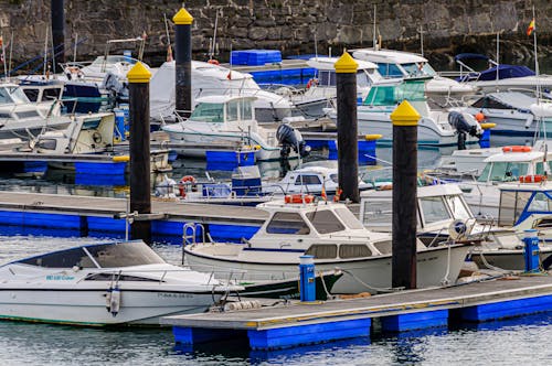 Motorboats Moored in Marina