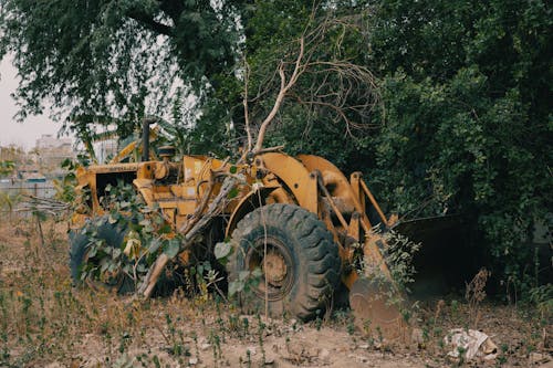 Бесплатное стоковое фото с деревья, машина, пахотная земля