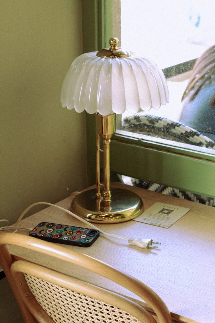 Vintage Lamp At Desk