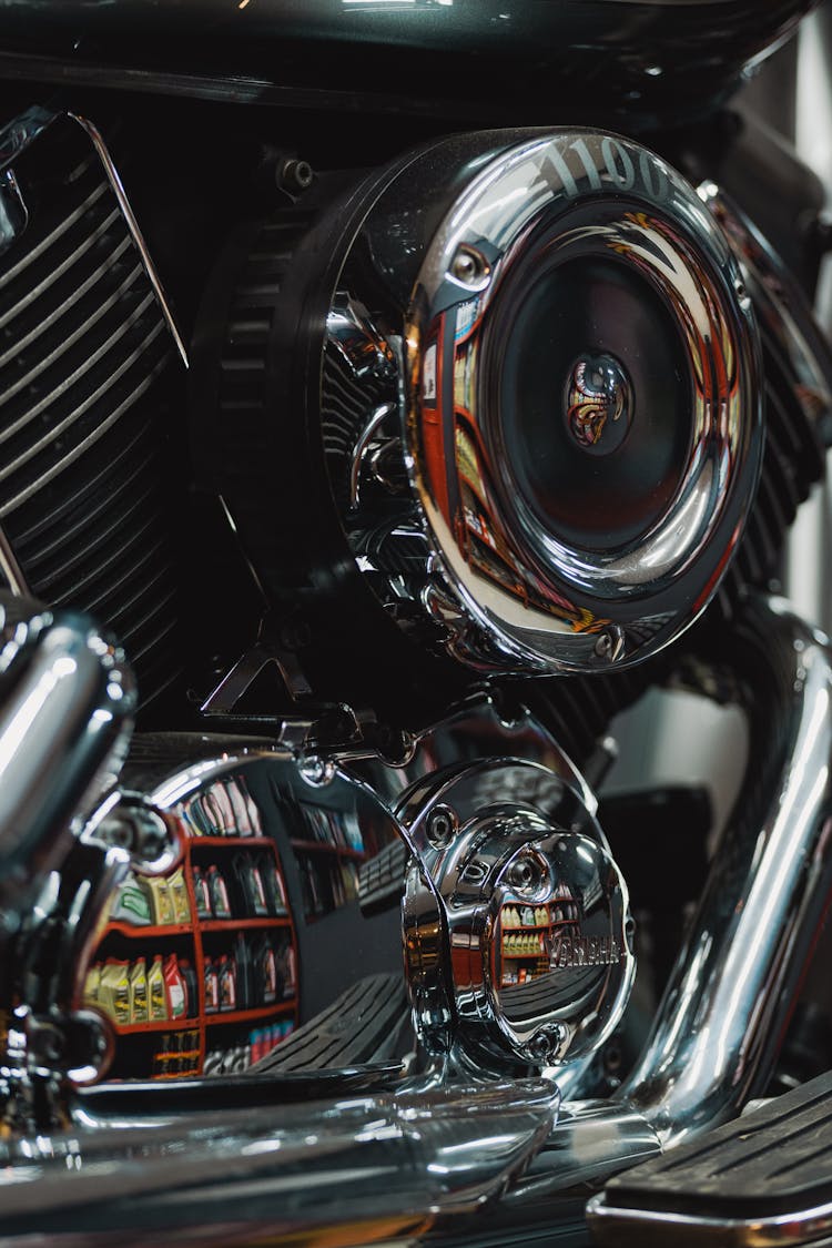 Closeup Of The Engine Of A New Motorcycle