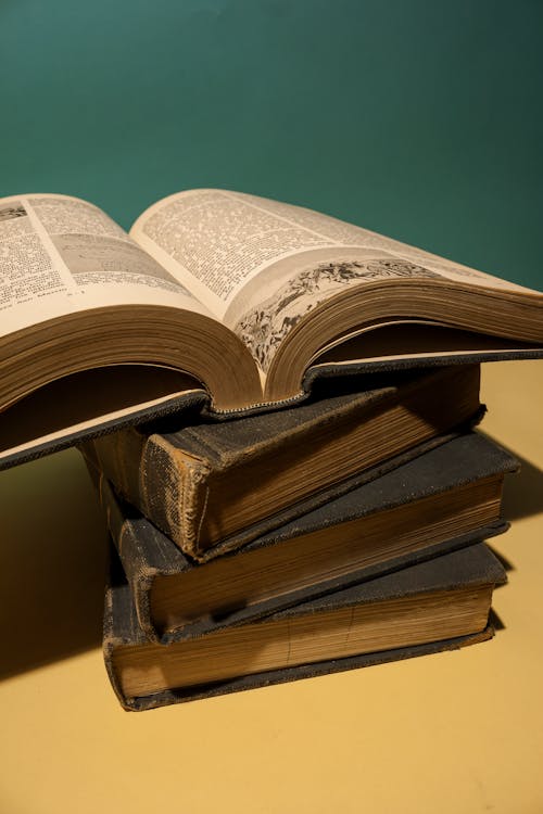 Close-up of a Pile of Old Books 