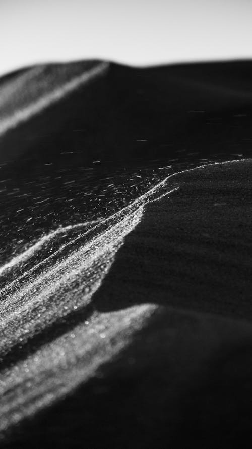 Black and White Close-up Photo of Sand 