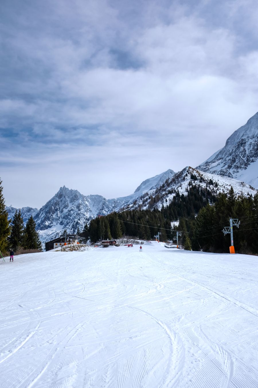 Snow-covered alpine ski slopes above Gstaad, Bernese Oberland