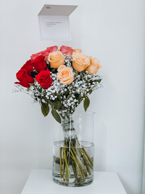 Colorful Roses in Vase