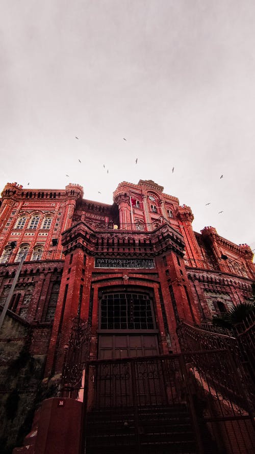Black Birds Circling Over the Spooky Building of Phanar Greek Orthodox College