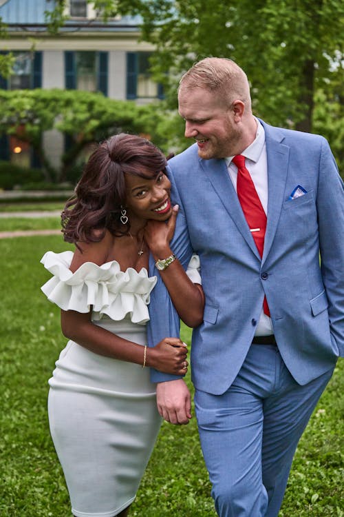 Bride and Groom Showing Affection