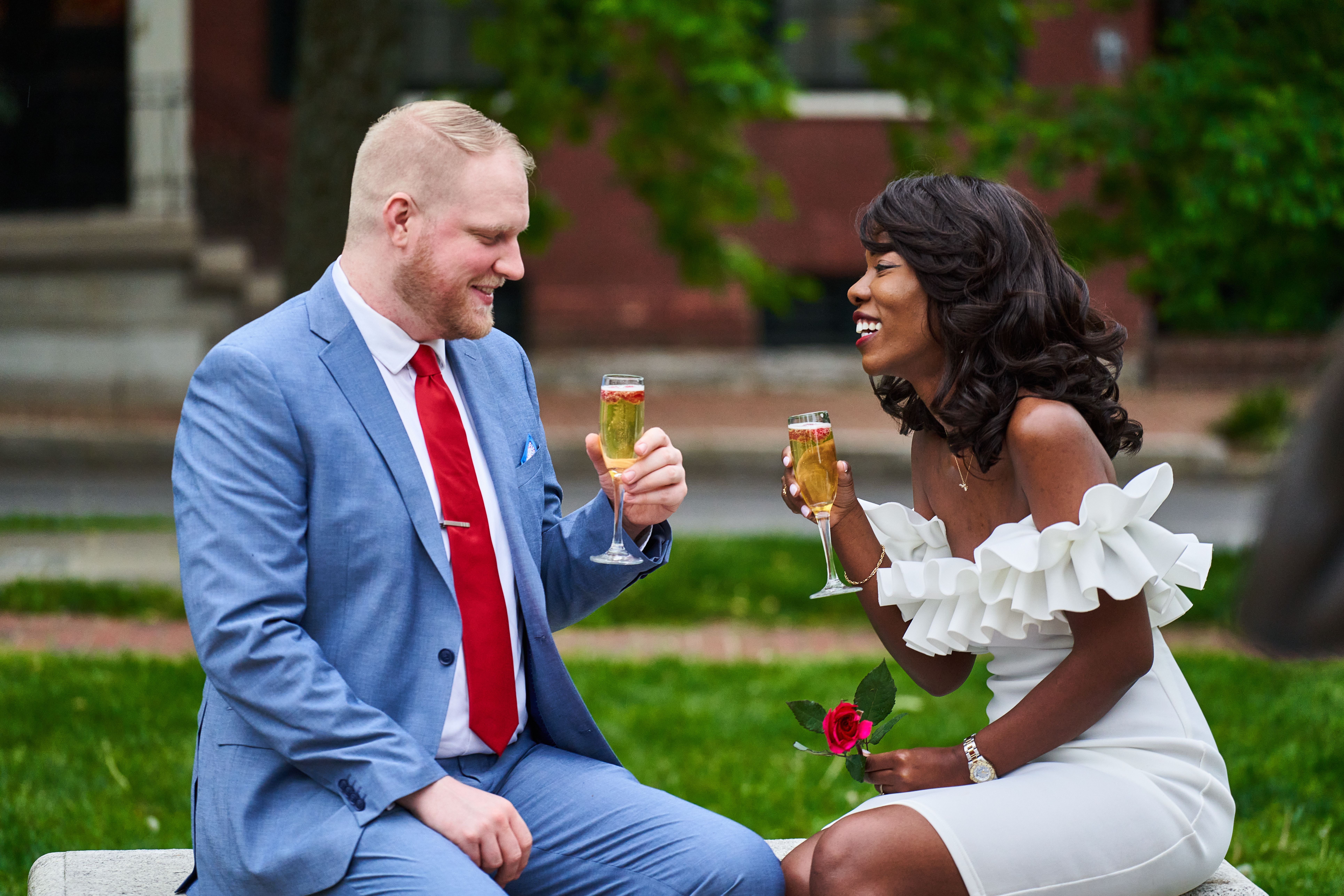 A happy couple toasting at their wedding reception - DFW wedding catering