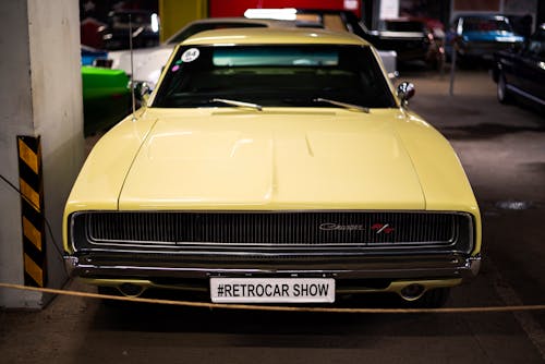 A Yellow Vintage Dodge Charger 