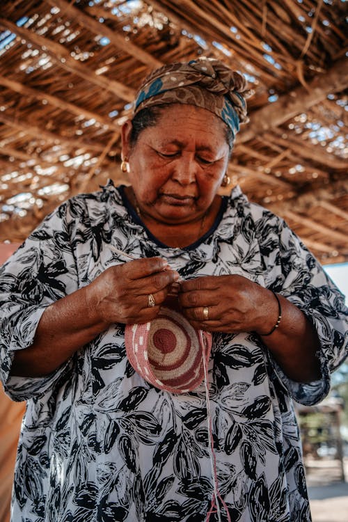 Free Woman Making Traditional Handicraft Stock Photo