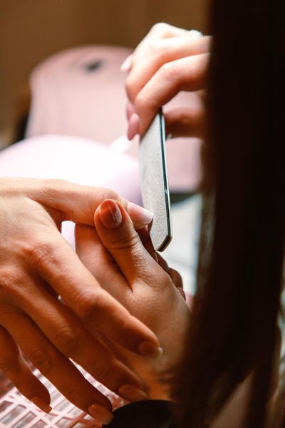 Nail file during a manicure