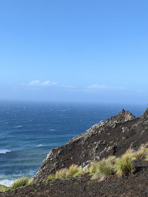 Clear Sky over Hill on Sea Shore