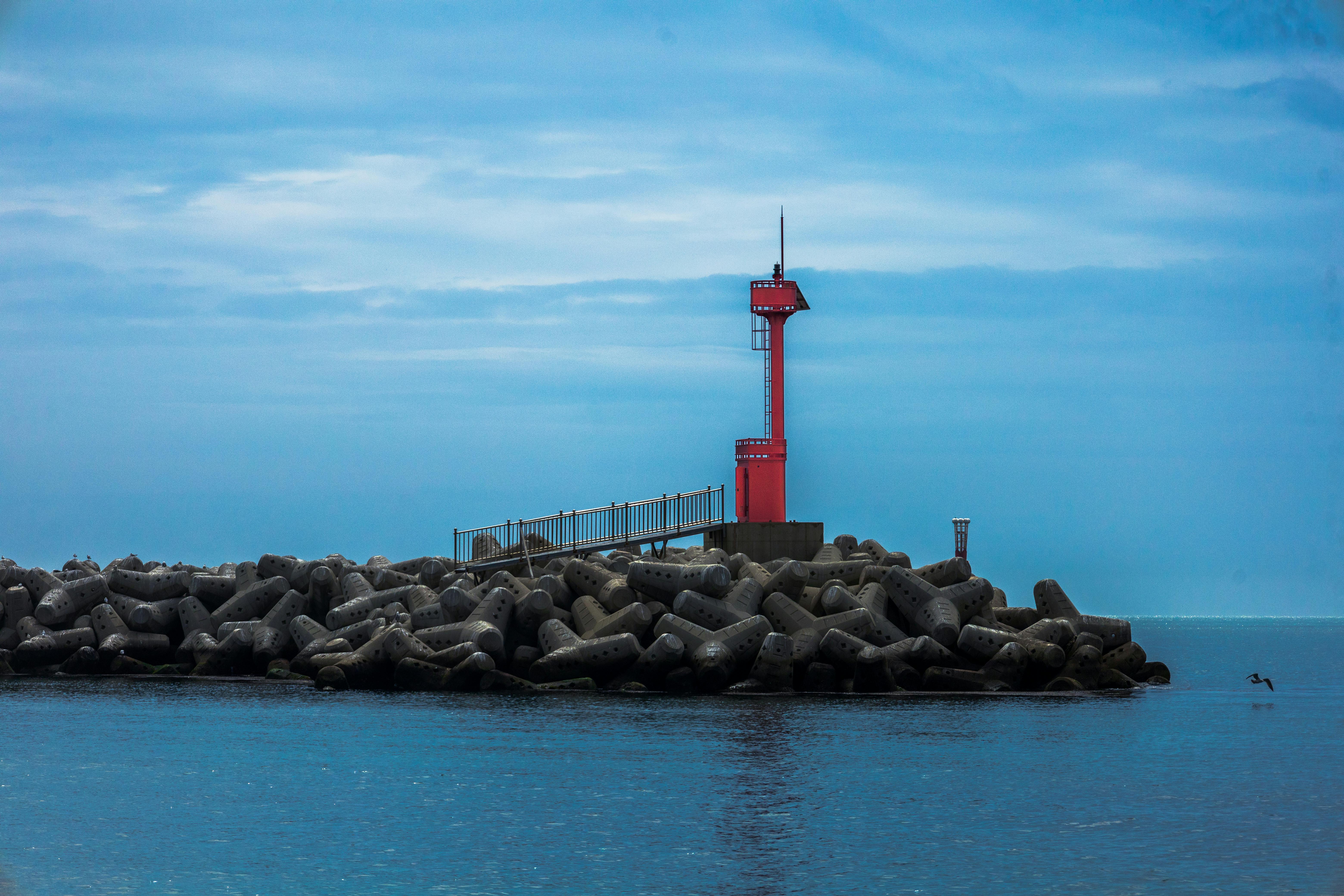 lighthouse on sea harbor