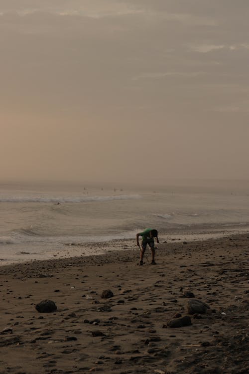 おとこ, ビーチ, 地平線の無料の写真素材