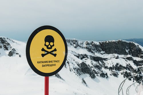Sign with Jolly Roger in Mountains