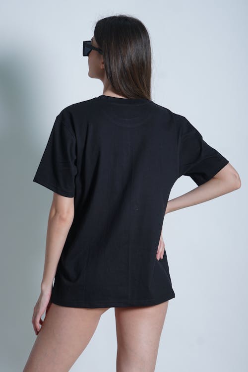 Back View of Woman in Black T-shirt