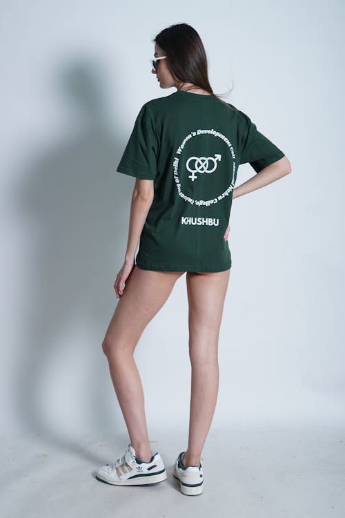 Woman Standing in Green T-shirt