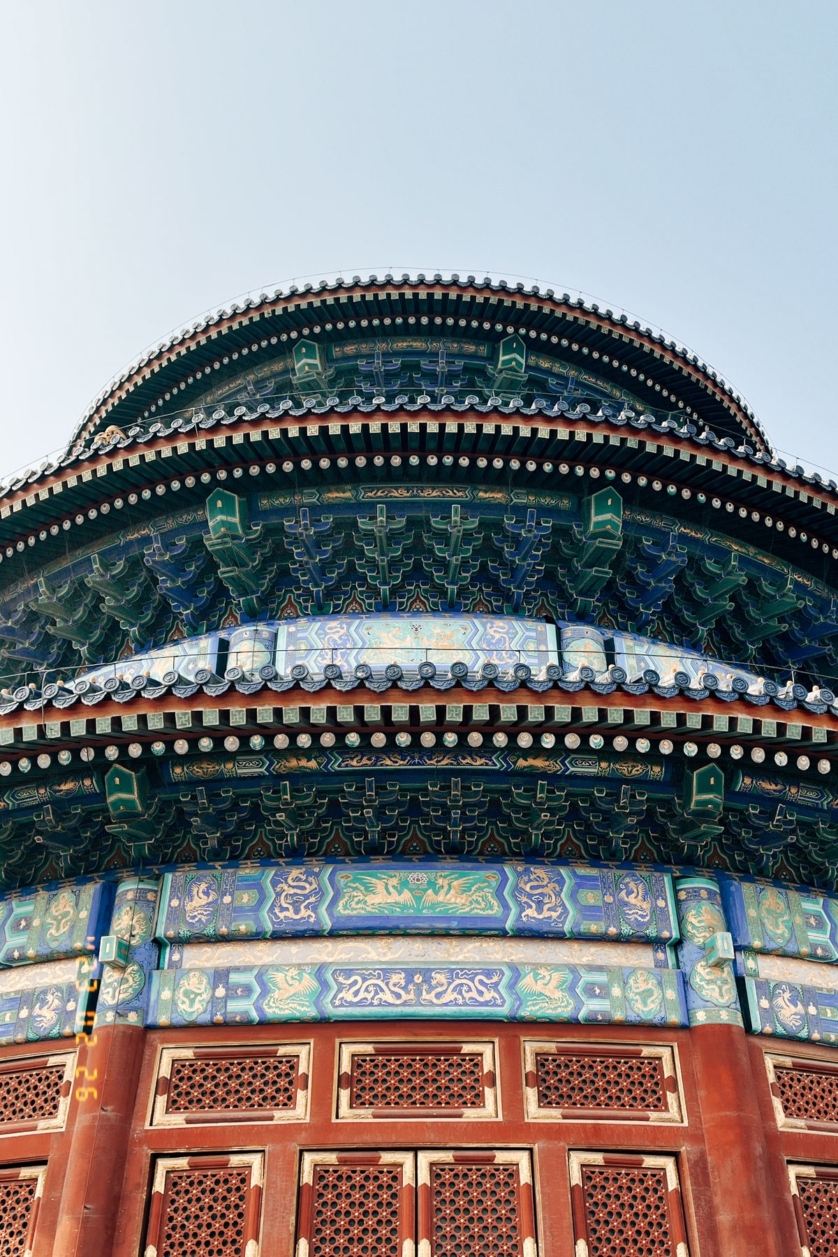 Close-up of the intricate architecture and stonework at the Temple of Heaven, Beijing