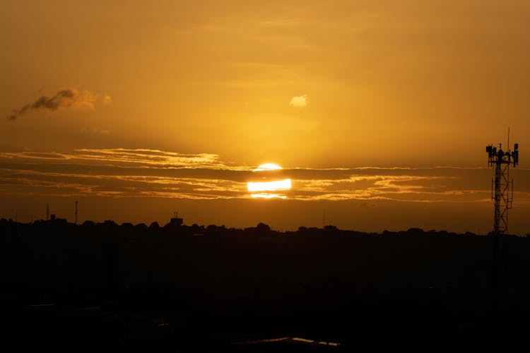 Yellow Amazing Sunset Over City