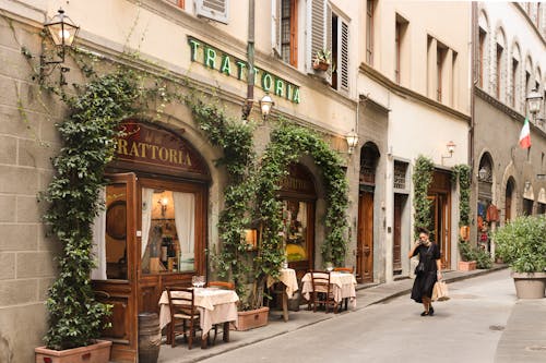 Facade of the Trattoria Antico Fattore in Florence, Italy 