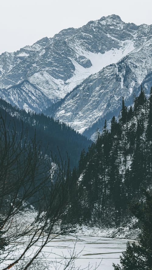 Lake in Mountains in Winter