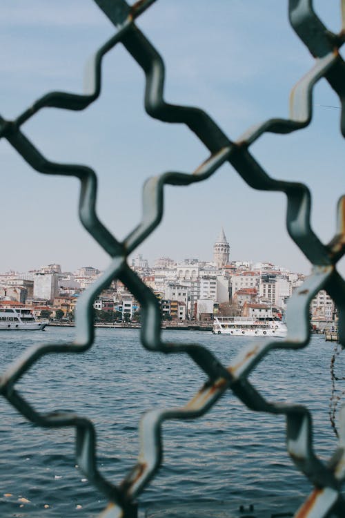 Old Town at Waterfront Seen through Decorative Metalwork