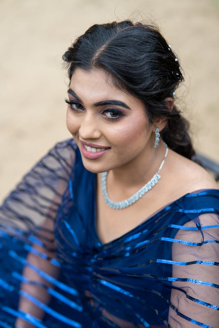 Elegant Woman Wearing Jewelry And Elegant Dress