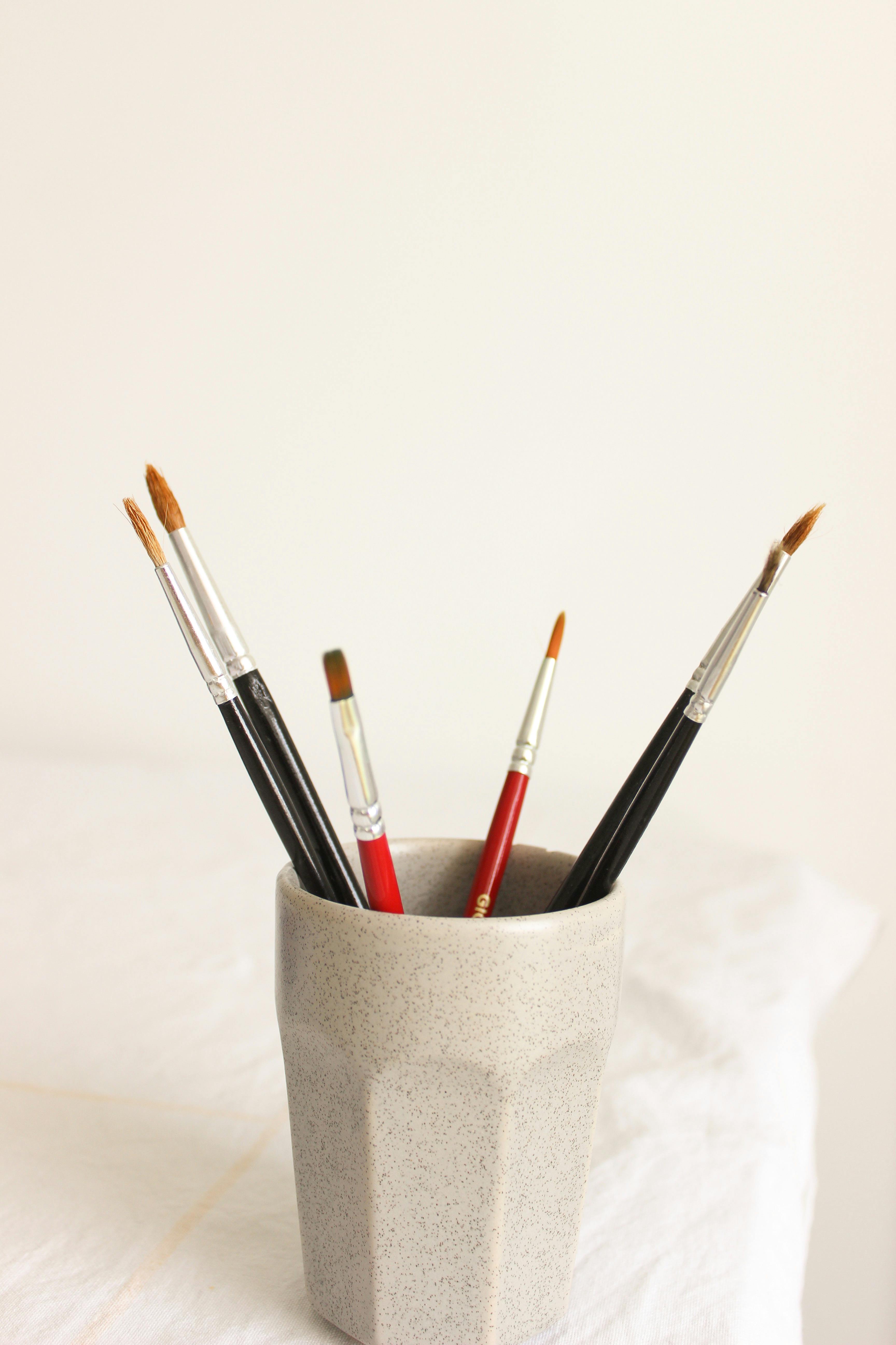 Steel Mesh Brush Pot And Pencils Stock Photo, Picture and Royalty Free  Image. Image 13253038.
