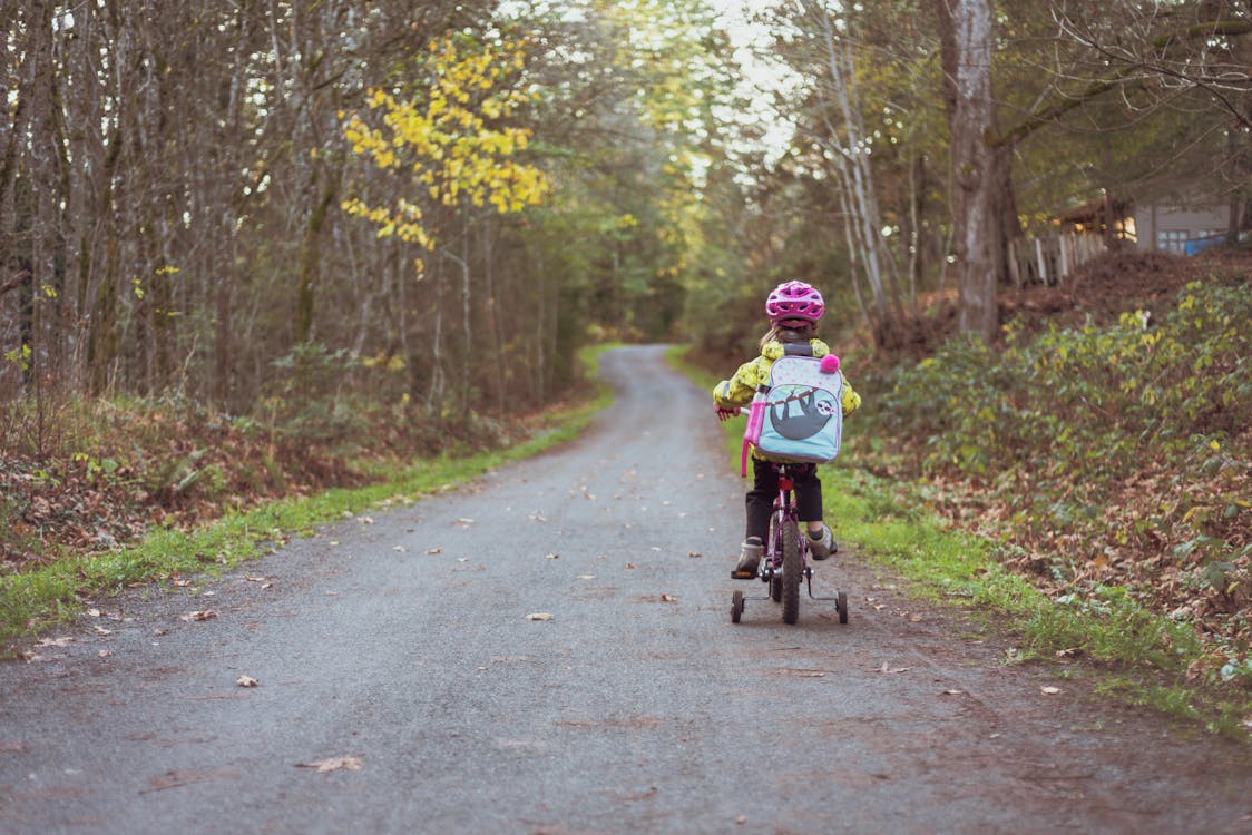 Free Toddler Riding Bicycle on Road Stock Photo