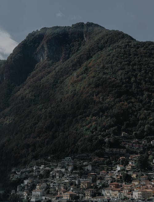 View of Houses in a Town in a Valley by Lake Como 