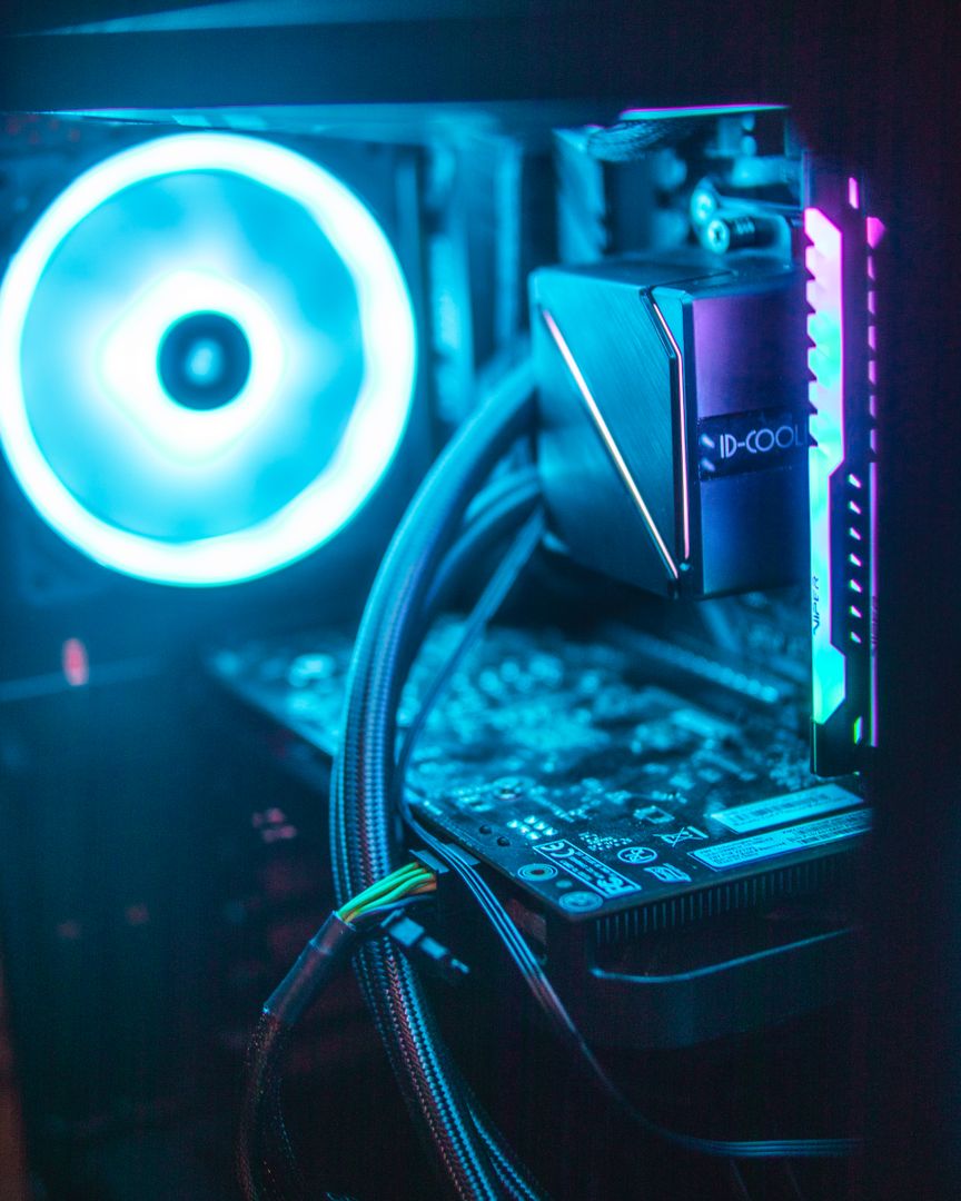 Custom built PC with RGB lighting and expert cable management