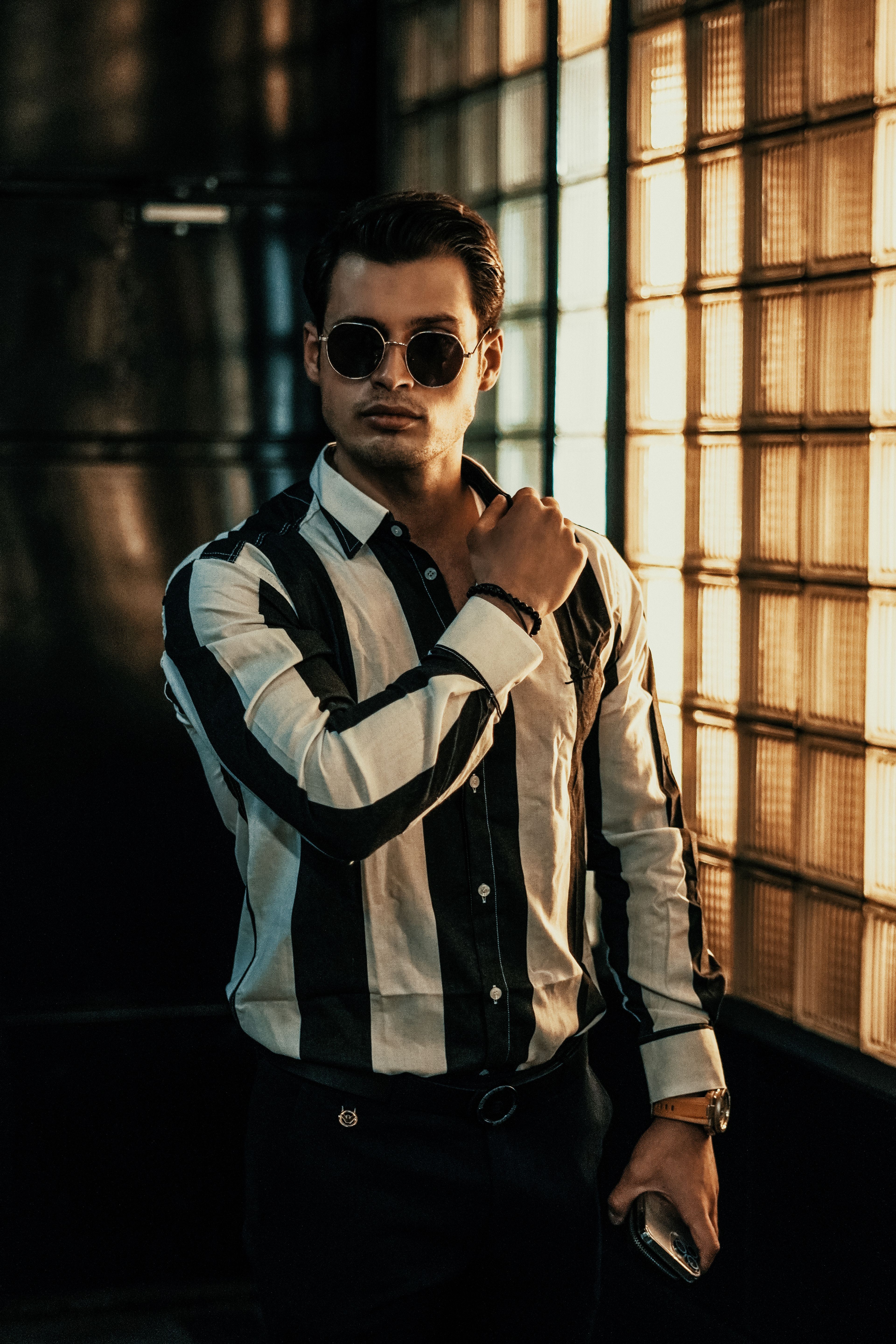 Bold Stripe Shirt — Black