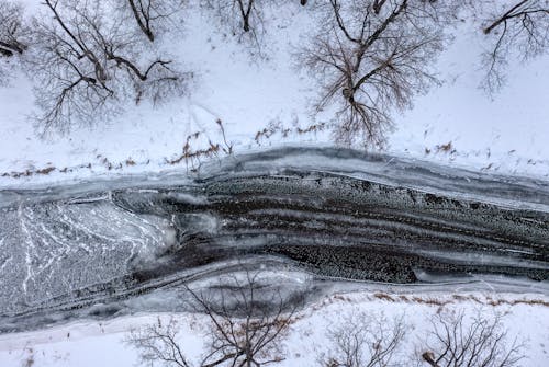 Frozen River in Winter