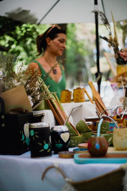 Market scene featuring artisan crafts and home decor items. Ideal for lifestyle and retail themes.