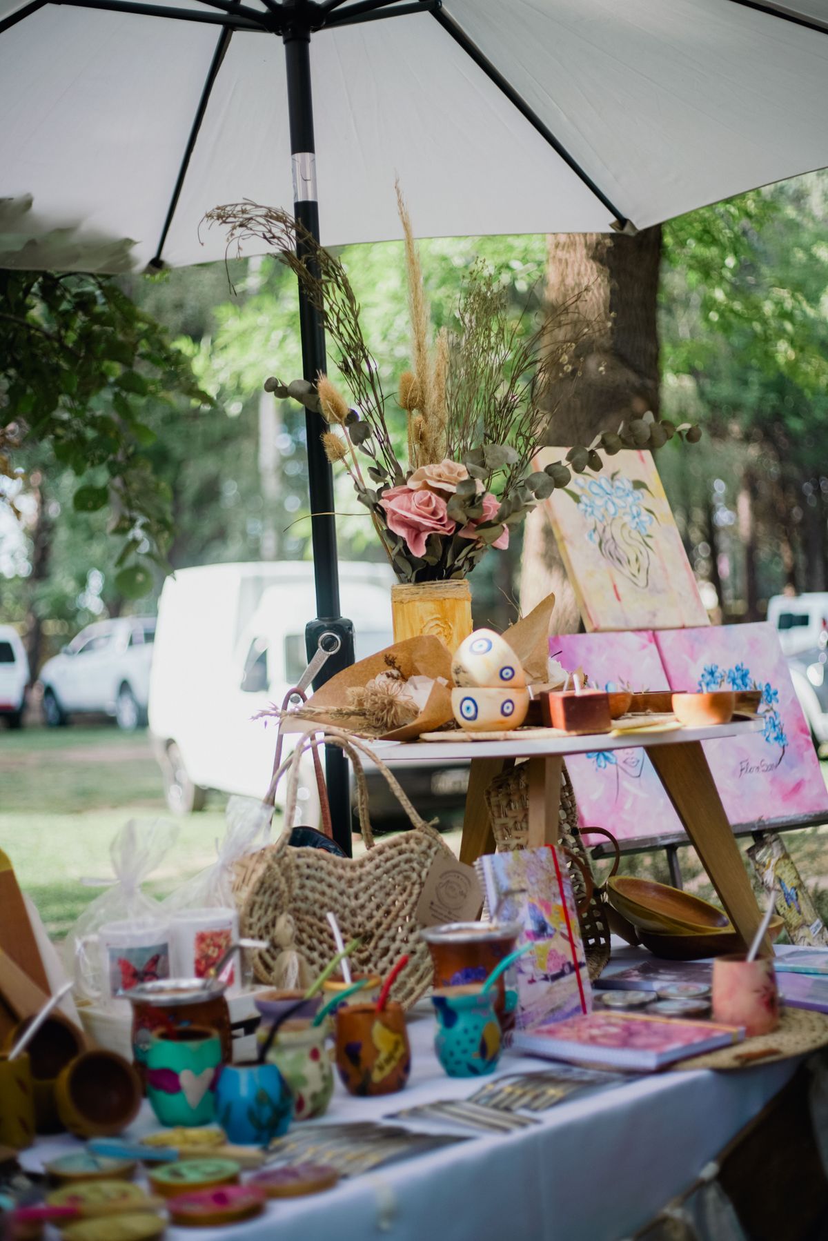 Outdoor arts festival booth at Kimball