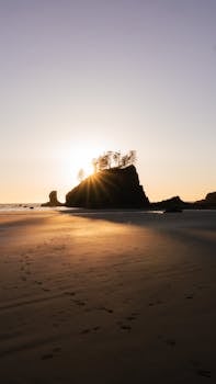 Breathtaking sunset at La Push Beach, capturing serene coastal beauty and dramatic silhouettes.