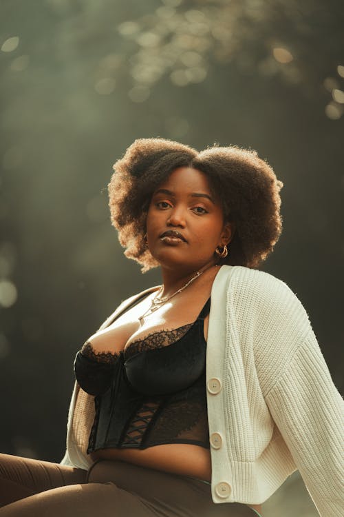 Portrait of Woman with Curly Hair