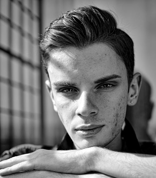 Black and White Portrait of a Young Man 